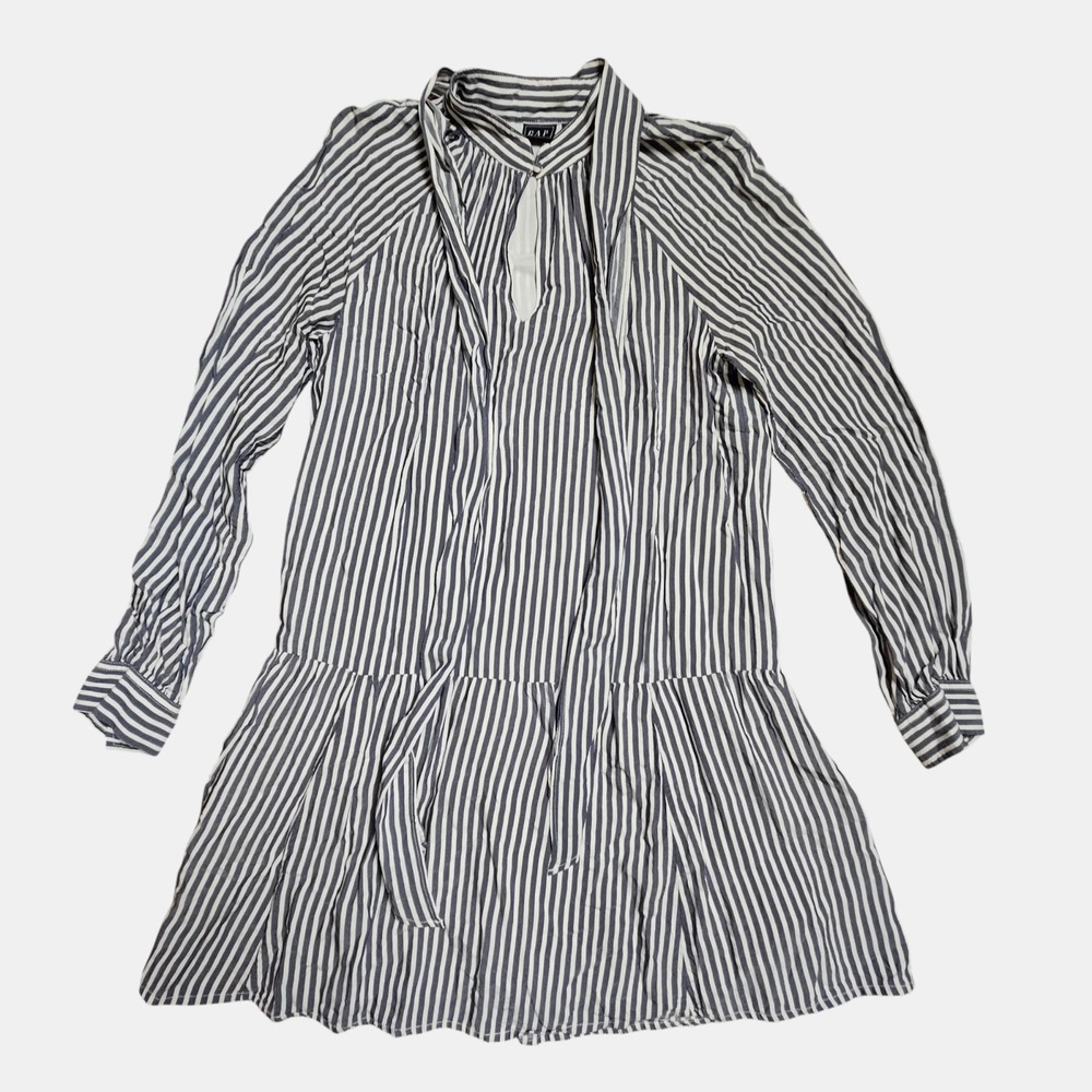Gap Bow Neck Drop Waist Dress with Washwell Stripes S Rayon Nautical‎ Old Money